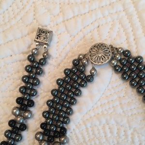 Hematite, Onyx Sterling Bead Necklace,Bracelet